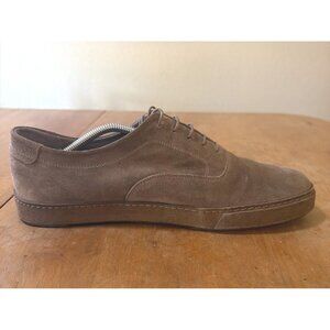 VINCE Sz 11.5-12 NORRIS SUEDE LEATHER LACE-UP PLAIN TOE SNEAKERS FLINT
